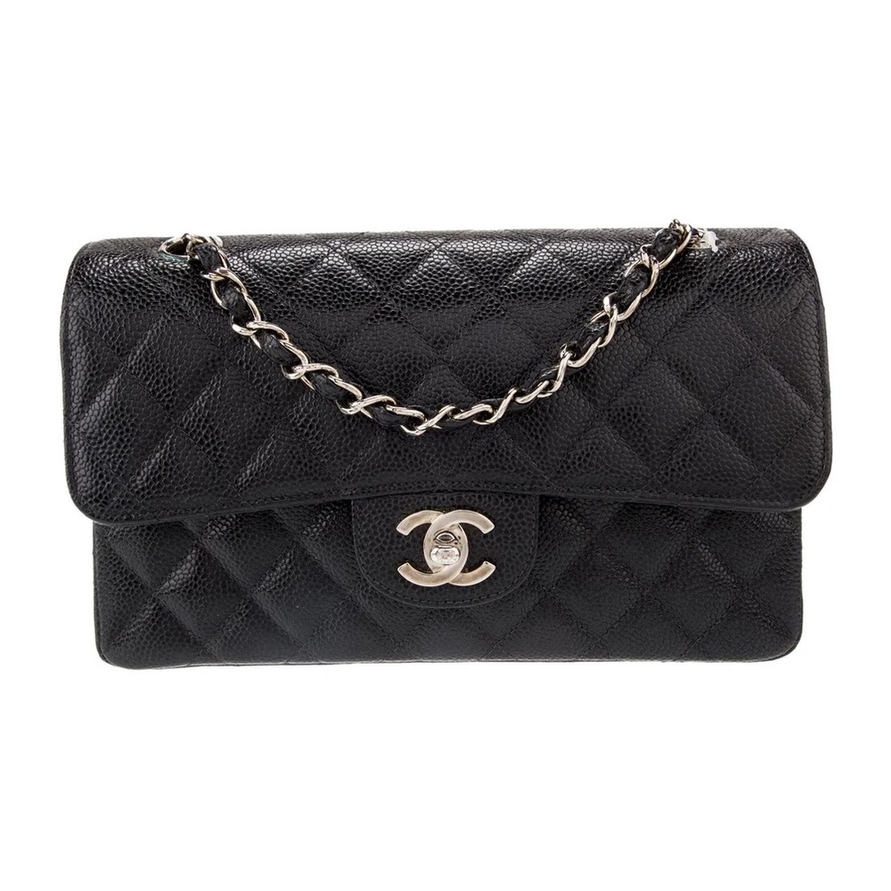 Chanel Black Quilted Caviar Leather Chain Bag w/ Box & Dust Bag from Rodeo Drive